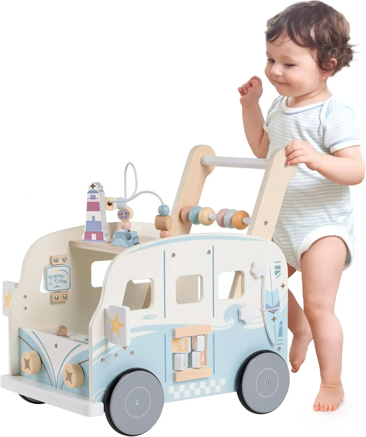 🌟 Wooden Baby Walker – Multifunctional Activity Center for Little Explorers! 🌟