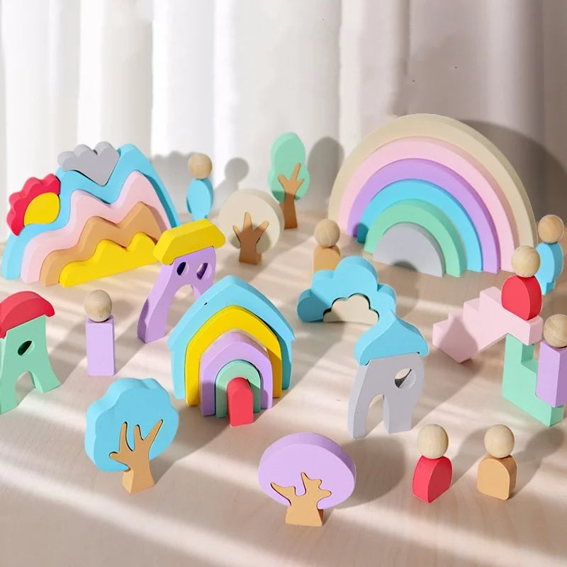 🌈 Wooden Rainbow Stacking Toy