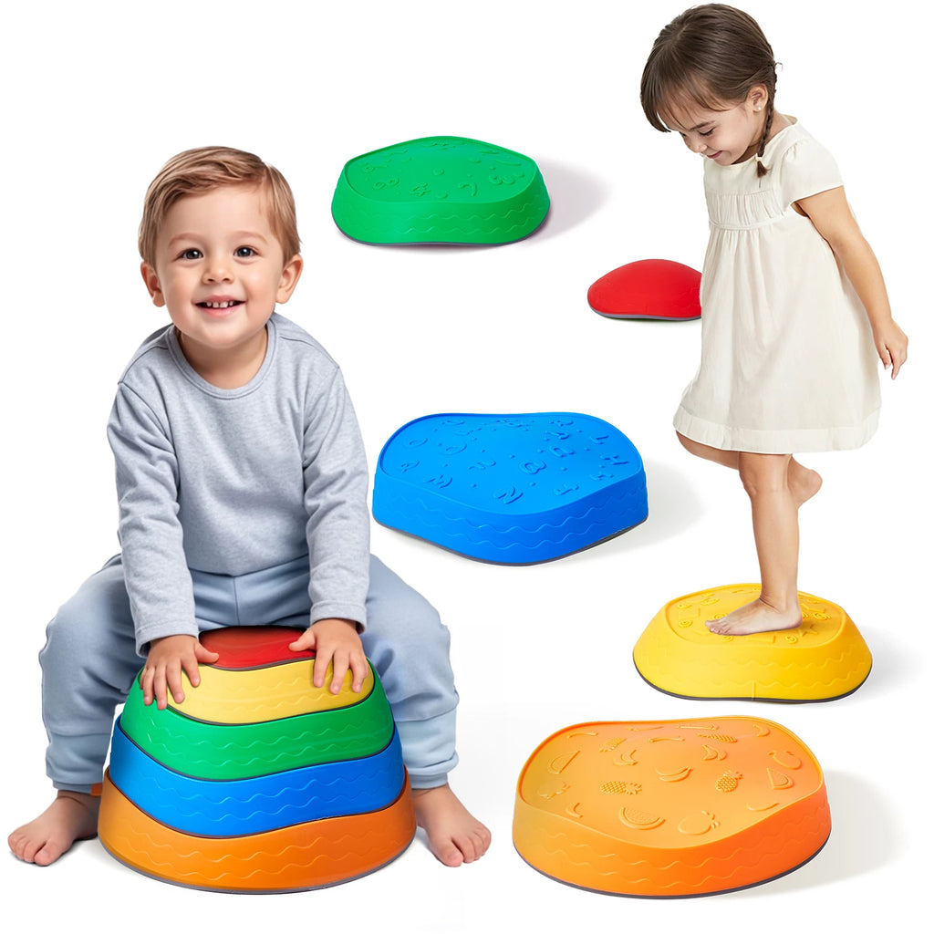 🌈 SucceBuy 5PCS Balance Stepping Stones – Montessori Sensory Training Toy! 🌈