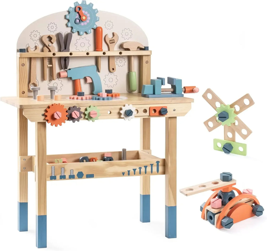 🔨 Kids Wooden Tool Bench Set – Large Construction Workshop Toy! 🔨