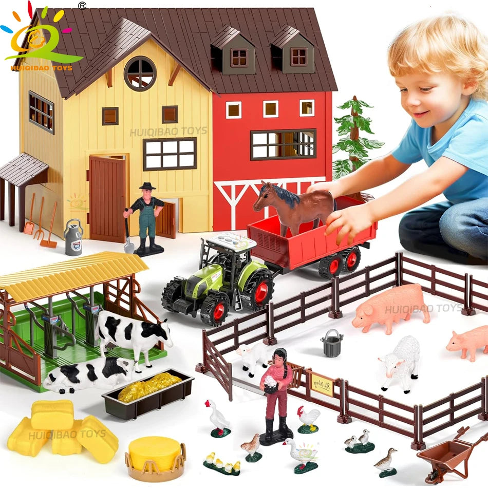 🐄 HUIQIBAO Farm Animals Barn Playset
