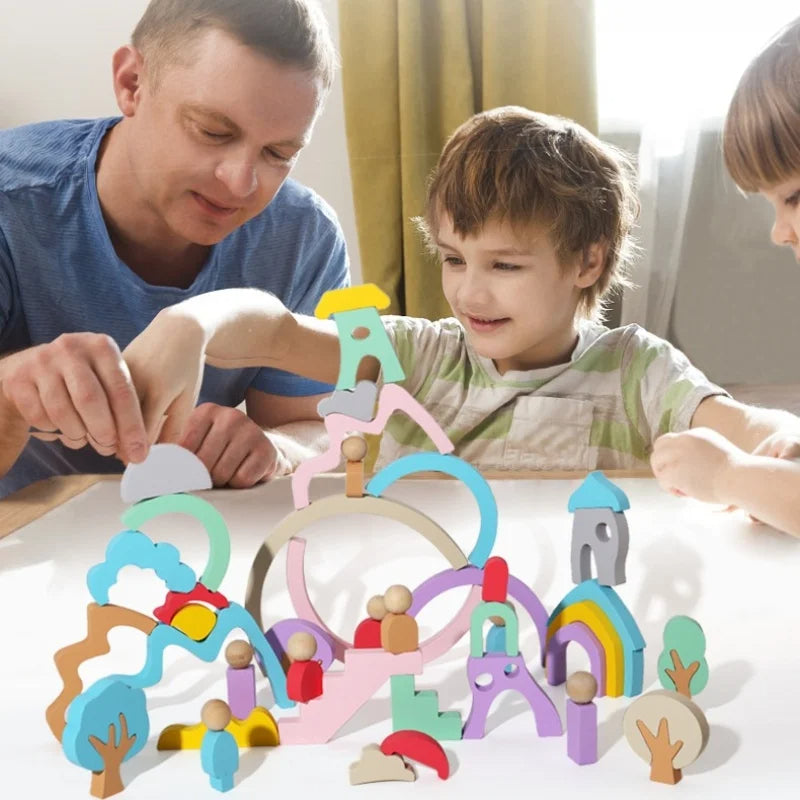 🌈 Wooden Rainbow Stacking Toy