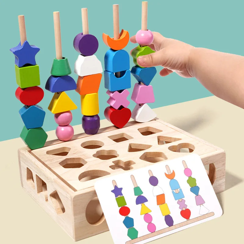 🌈 Montessori Wooden Color & Shape Puzzle Box