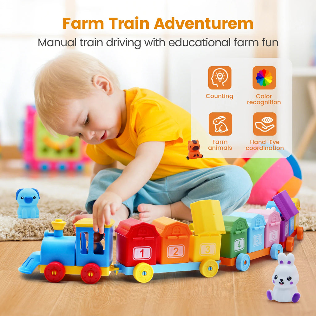 🚂 Montessori Farm Train Set