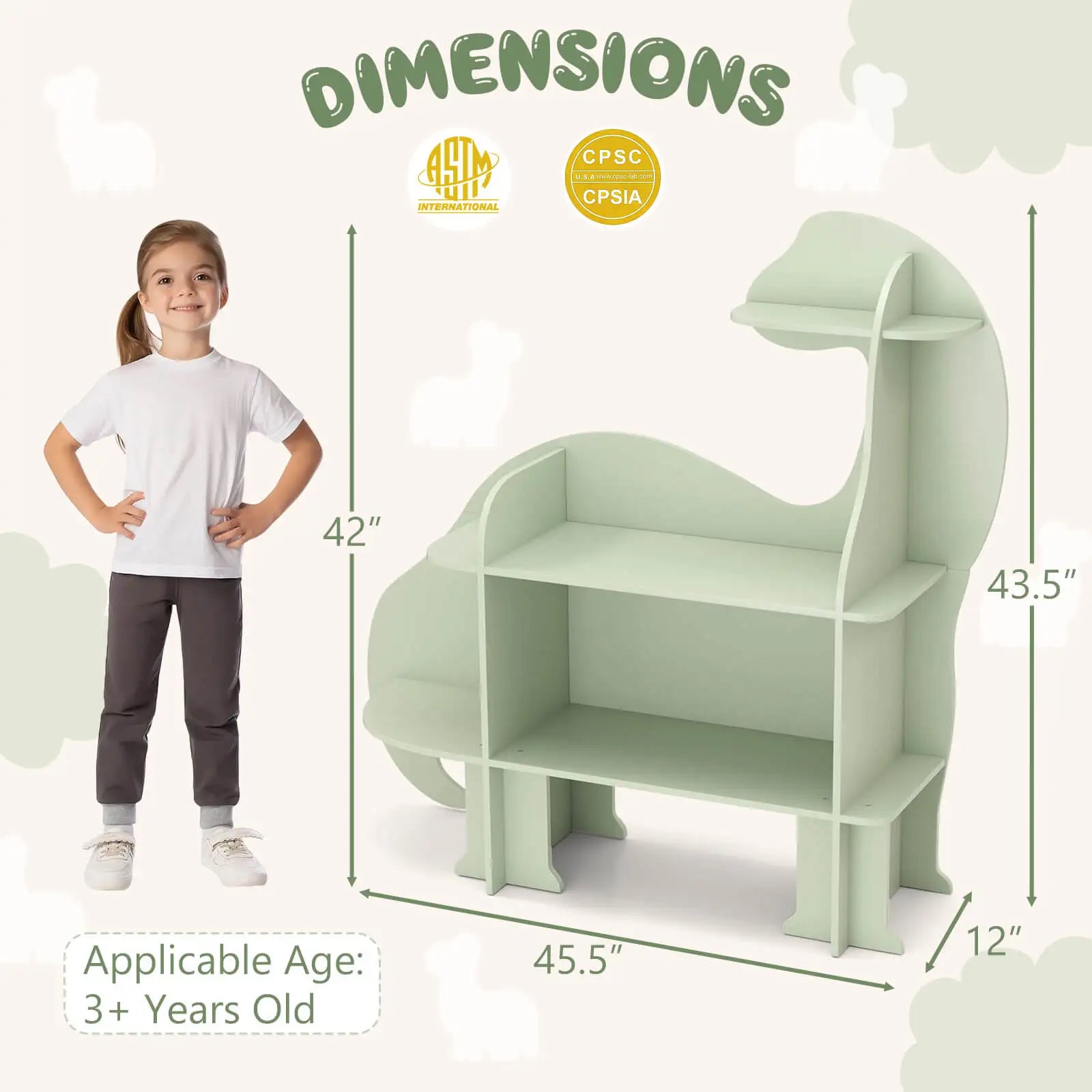 🦖 3-Tier Dinosaur Kids Bookshelf
