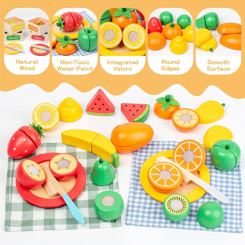 🍎 Wooden Pretend Play Food Set