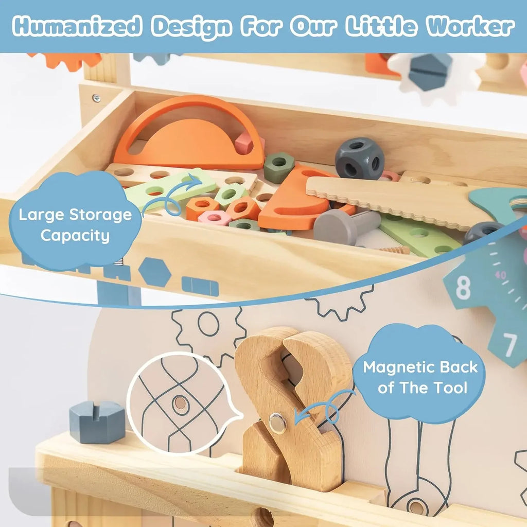 🔨 Kids Wooden Tool Bench Set – Large Construction Workshop Toy! 🔨