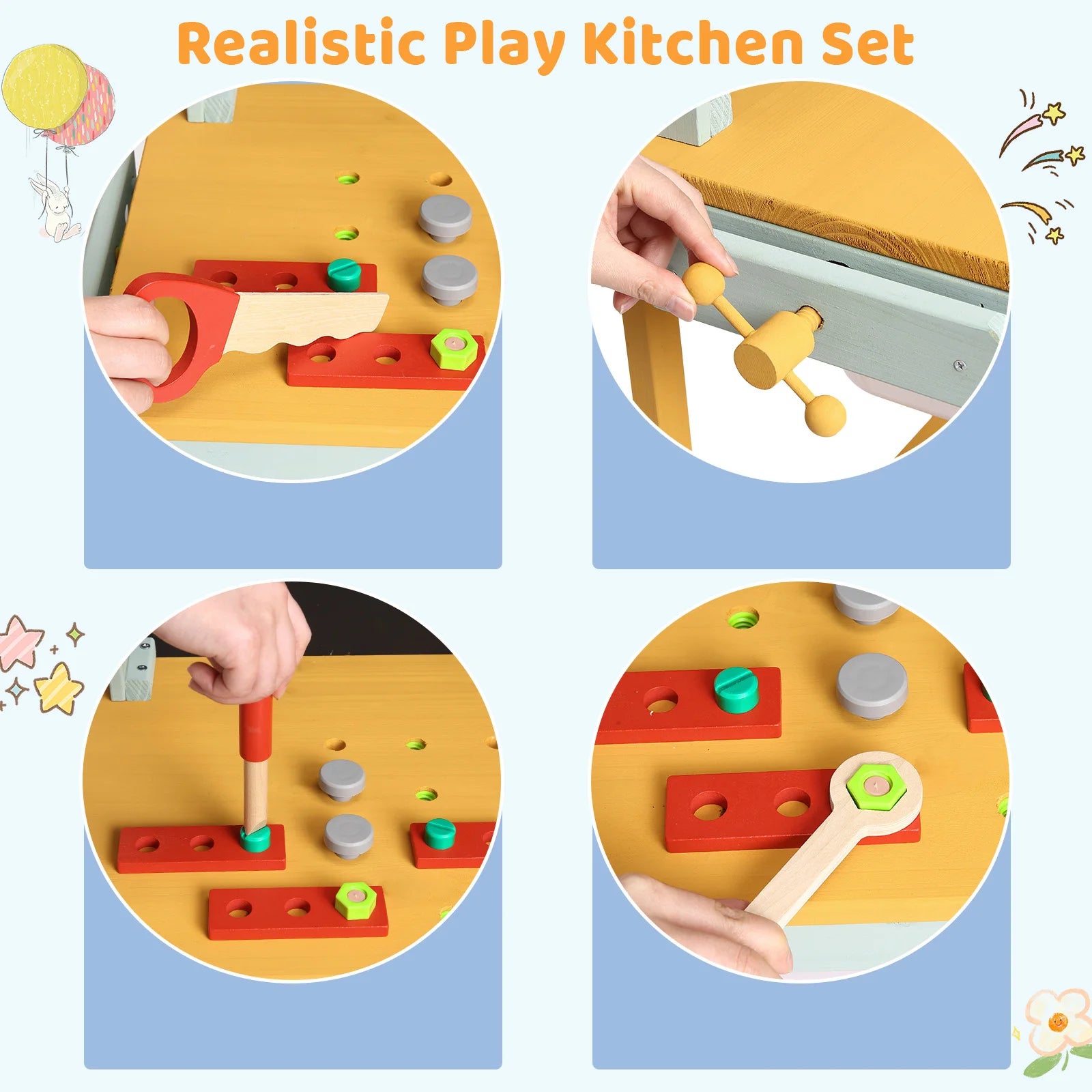 🔨 Wooden Tool Bench – Pretend Play Workshop for Kids! 🔨