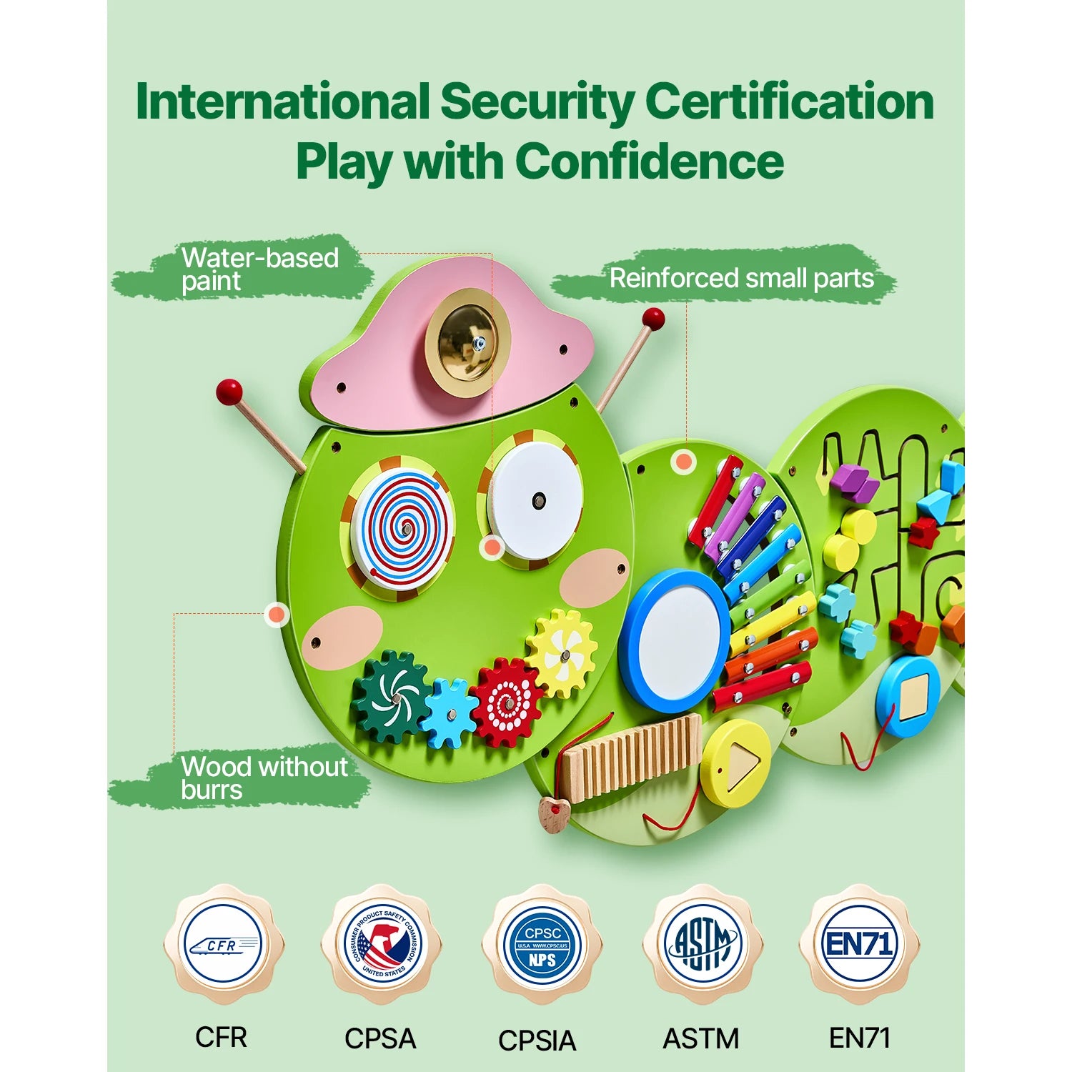 🐛 SucceBuy Caterpillar Busy Board – 12-in-1 Montessori Sensory Learning Center! 🐛