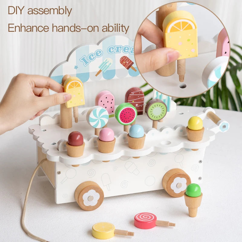 🍦 Wooden Ice Cream Pretend Play Set