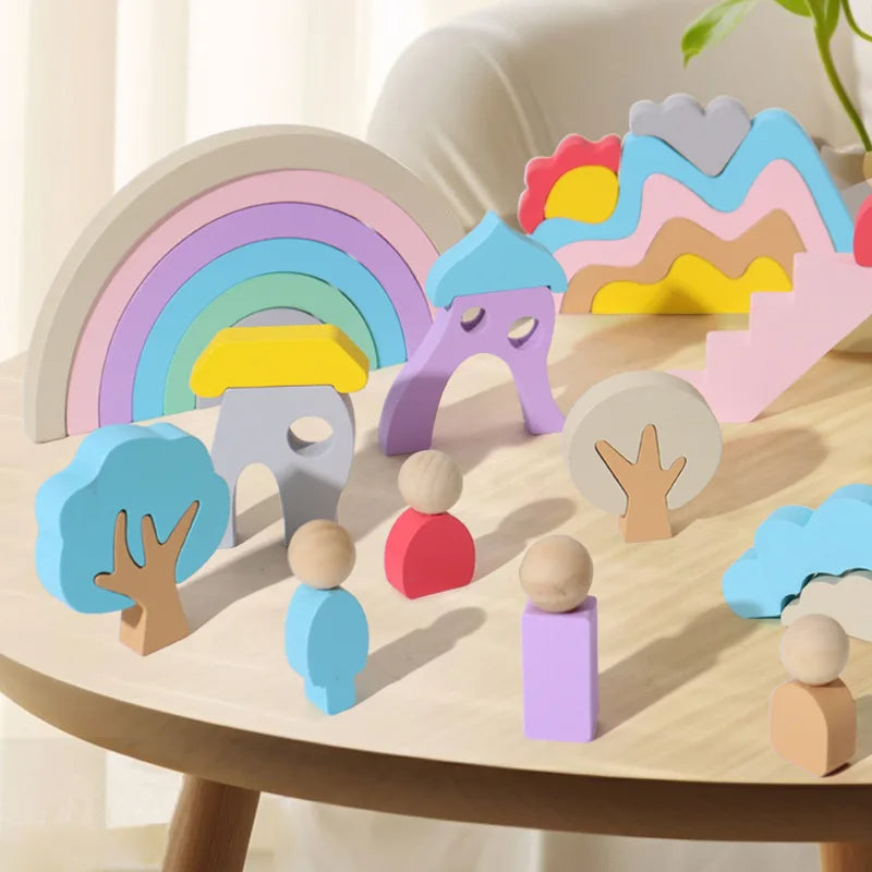 🌈 Wooden Rainbow Stacking Toy