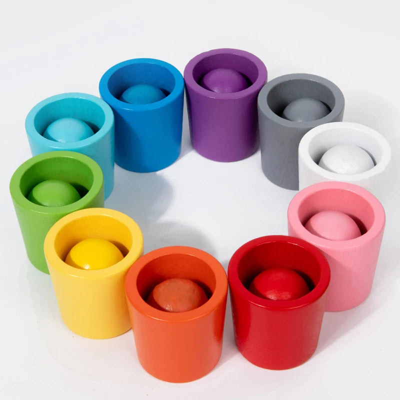 🌈 Montessori Wooden Color Sorting Cups