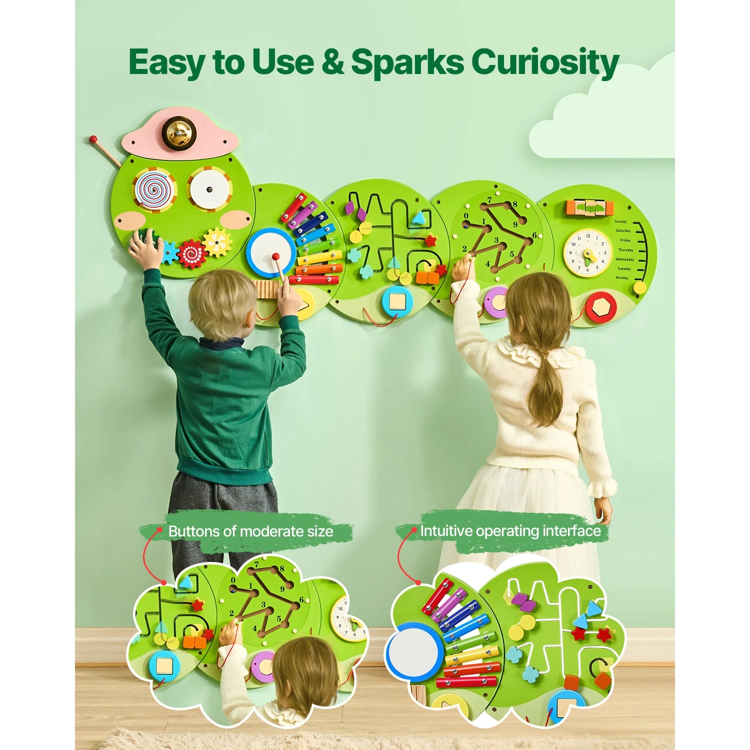 🐛 SucceBuy Caterpillar Busy Board – 12-in-1 Montessori Sensory Learning Center! 🐛