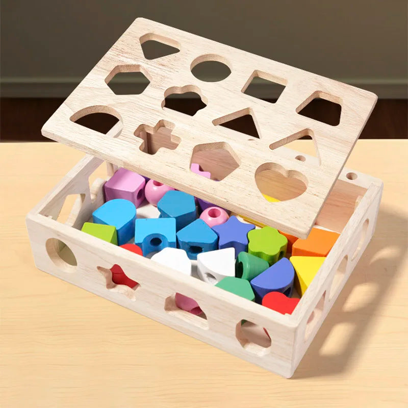 🌈 Montessori Wooden Color & Shape Puzzle Box