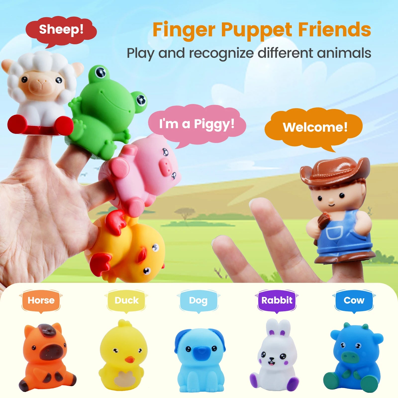 🚂 Montessori Farm Train Set