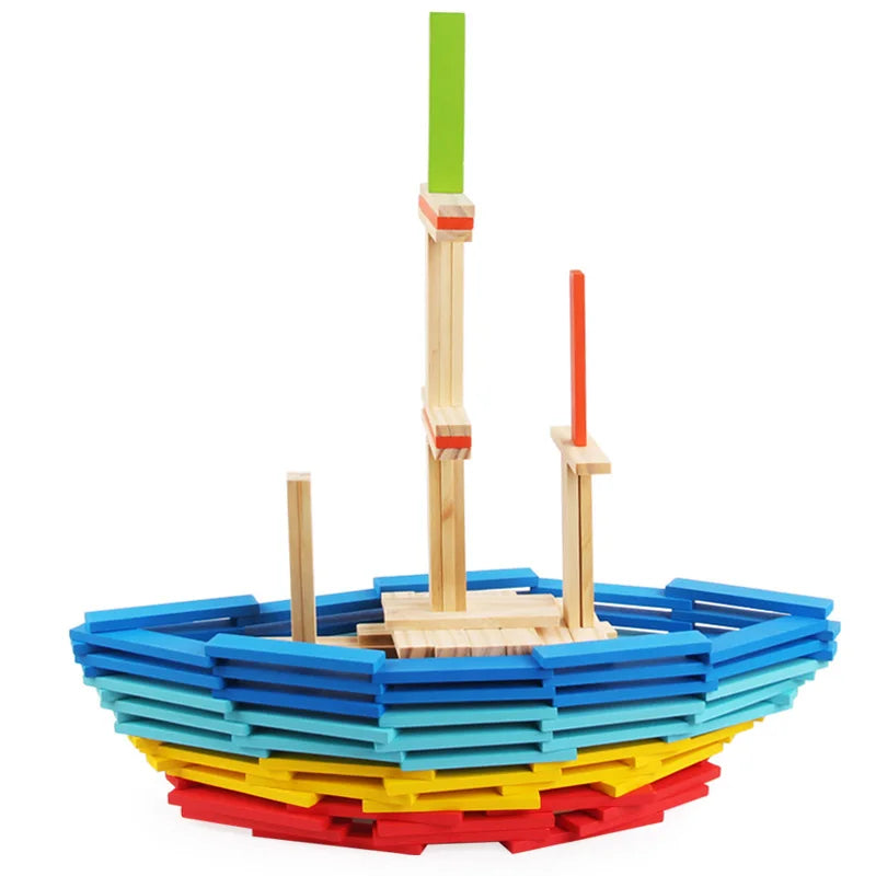 🧩 100pcs DIY Wooden Colorful Building Blocks