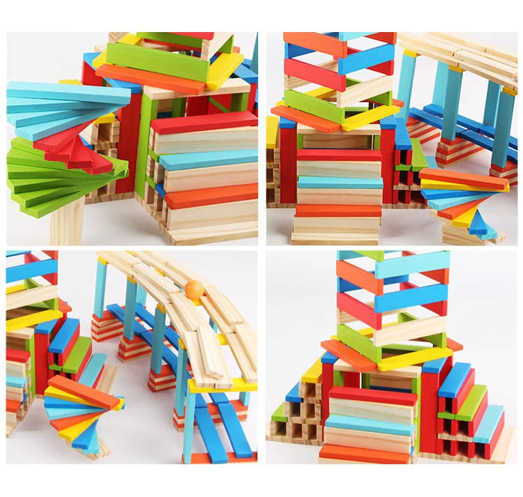 🧩 100pcs DIY Wooden Colorful Building Blocks