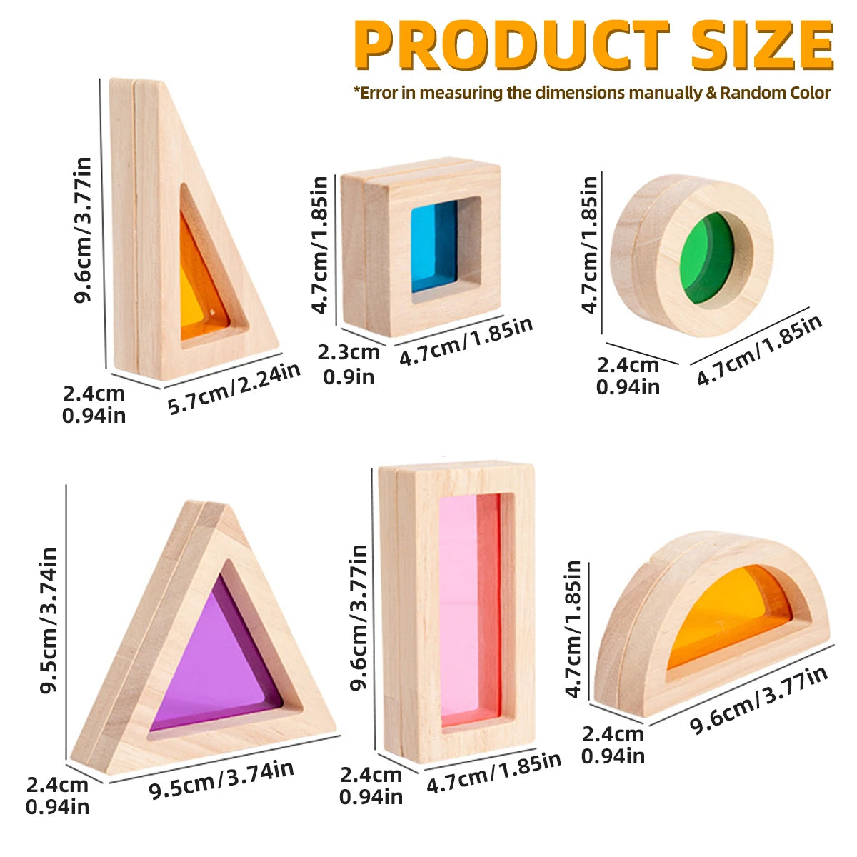 🌈 Montessori Rainbow Wooden Building Blocks