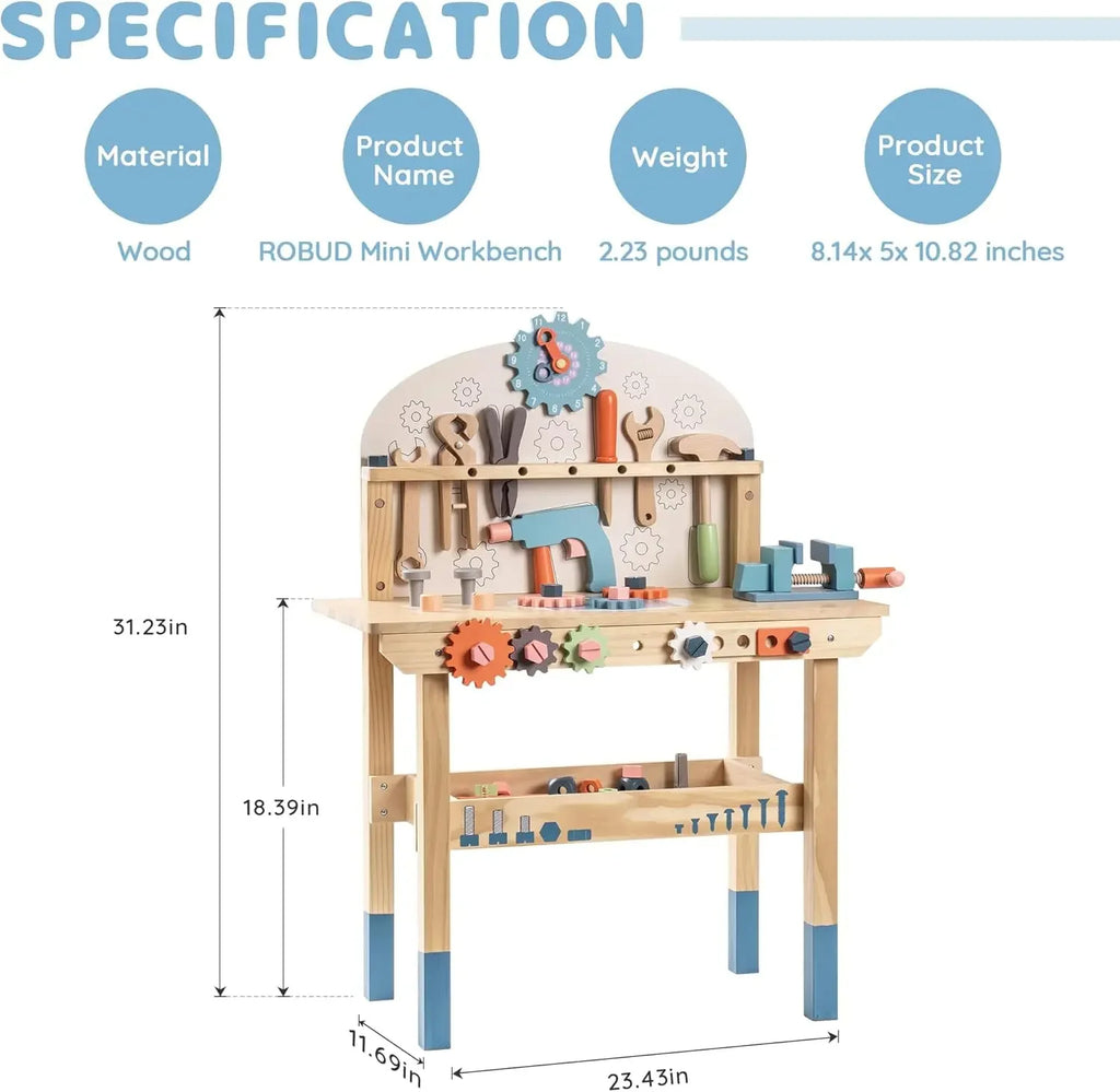 🔨 Kids Wooden Tool Bench Set – Large Construction Workshop Toy! 🔨