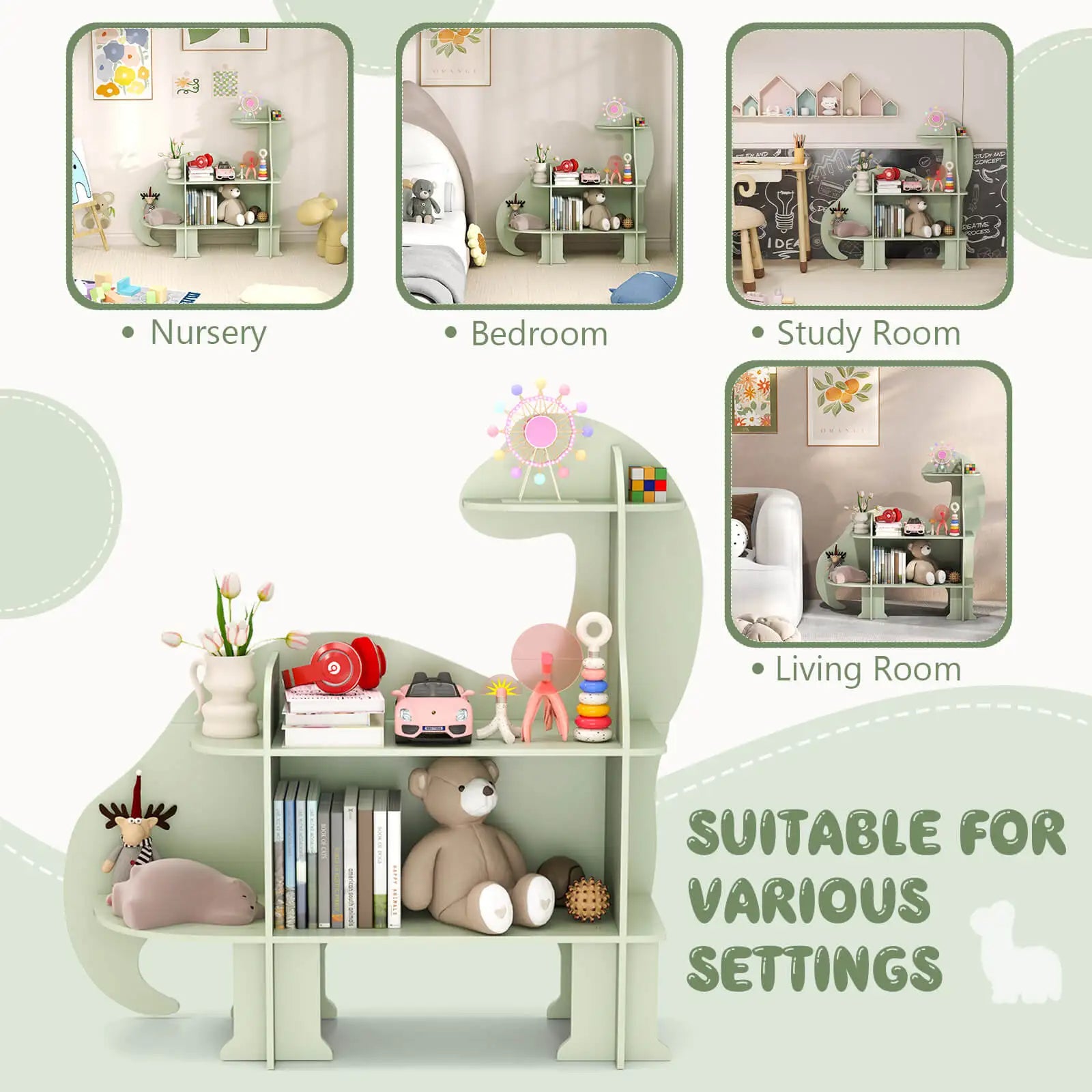 🦖 3-Tier Dinosaur Kids Bookshelf